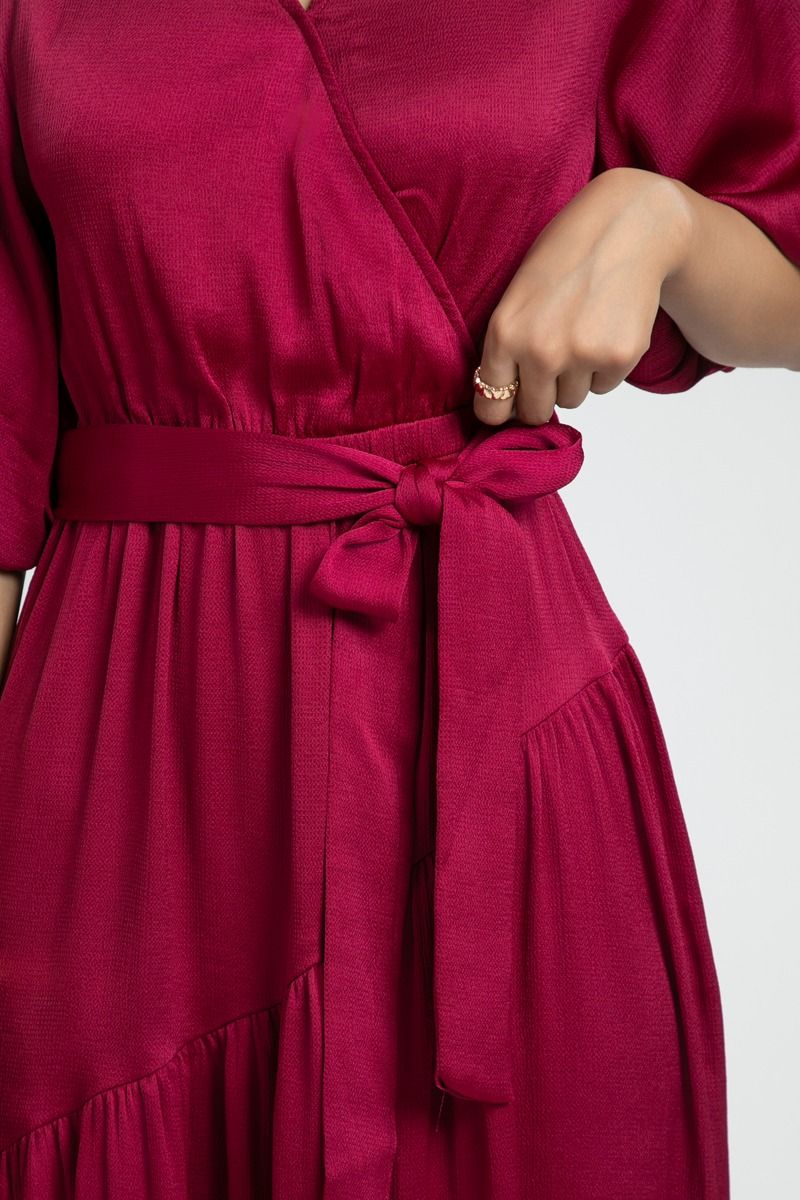 Wrap Style Maxi Dress with Flowing Silhouette