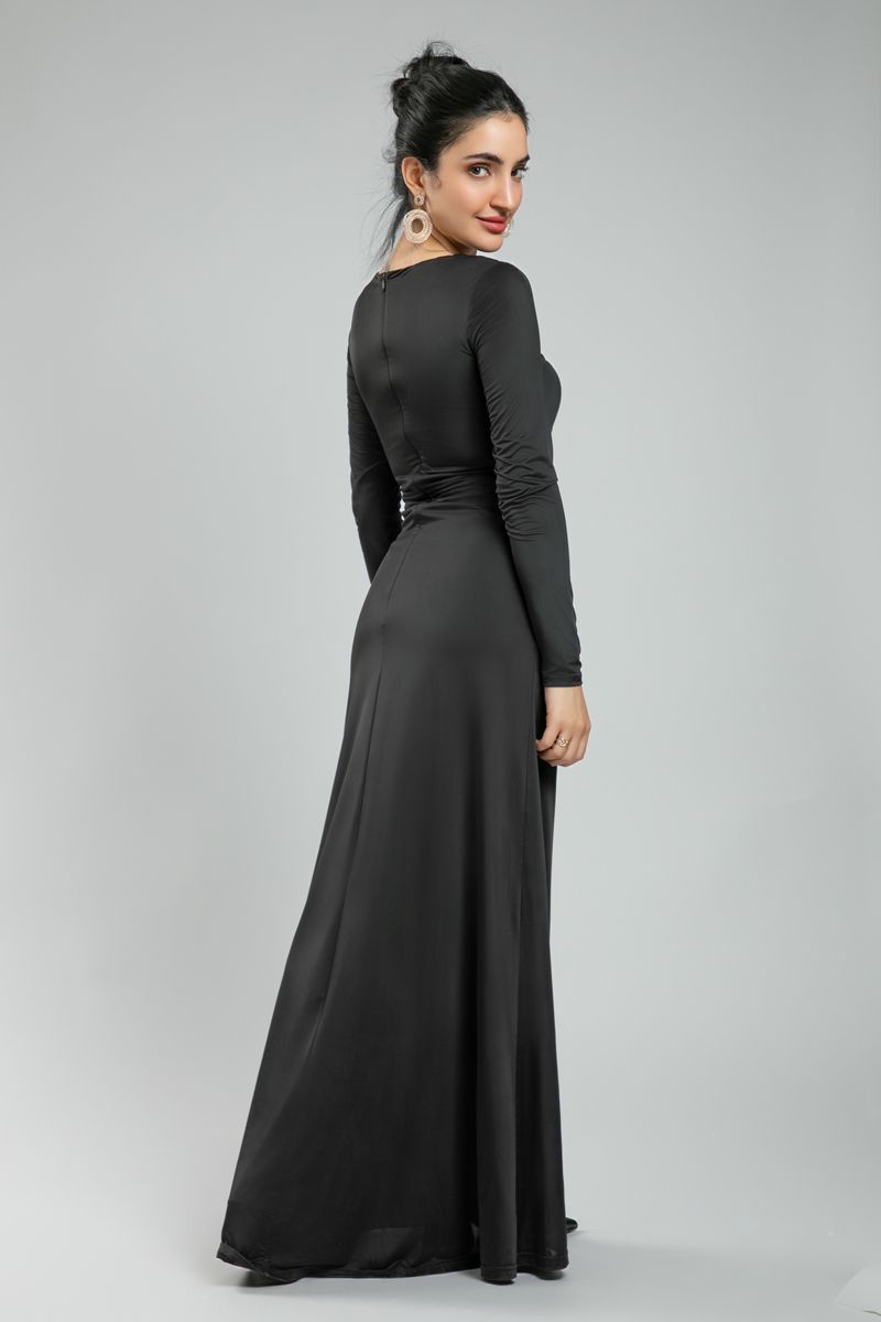 فستان سهرة نسائي طويل بقصة ضيقة ماكسي - فتحة جانبية عالية