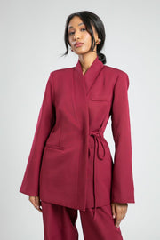 Modern Wrap Blazer with Side Drawstring
