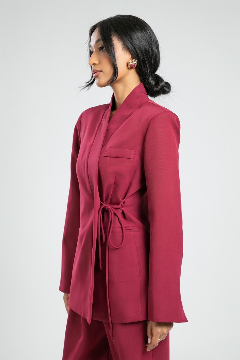 Modern Wrap Blazer with Side Drawstring