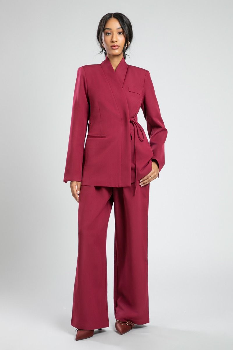 Modern Wrap Blazer with Side Drawstring