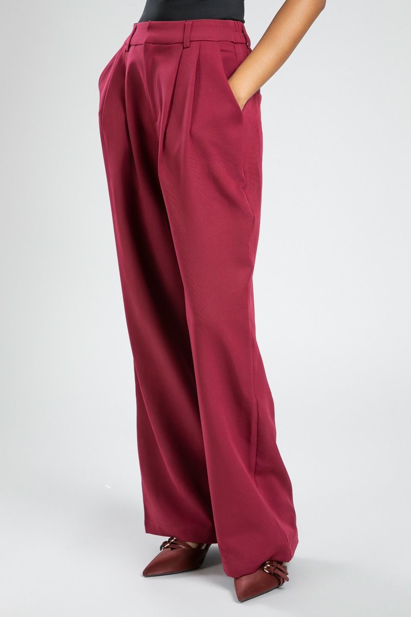 Classic Wide Leg Office Pants with Pleats