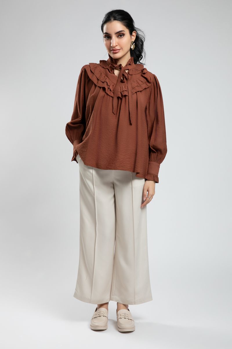 Flowy Wide-Leg Pants with Waist Closure
