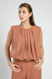 Feminine Balloon Blouse with Pleats