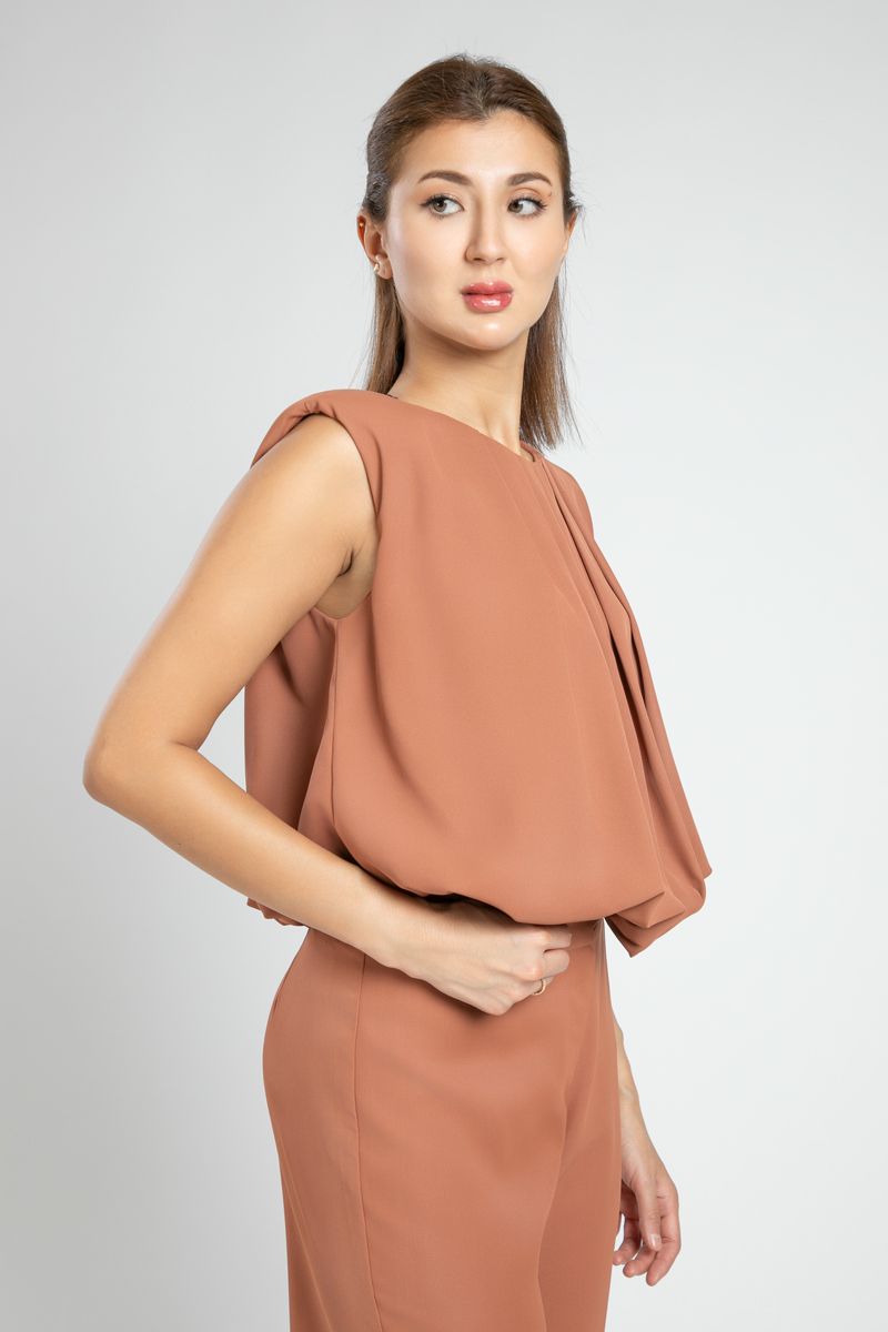 Feminine Balloon Blouse with Pleats