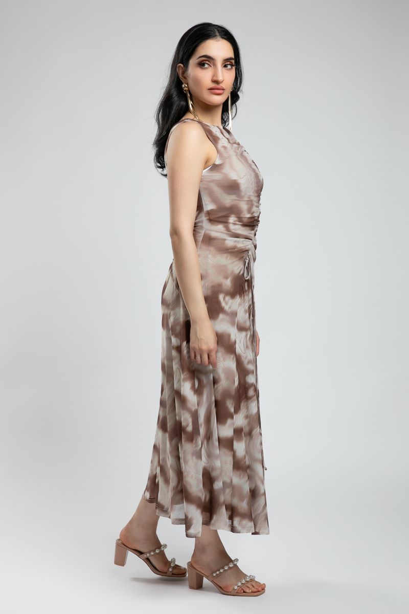 Sleeveless Maxi Dress with Contrast Print