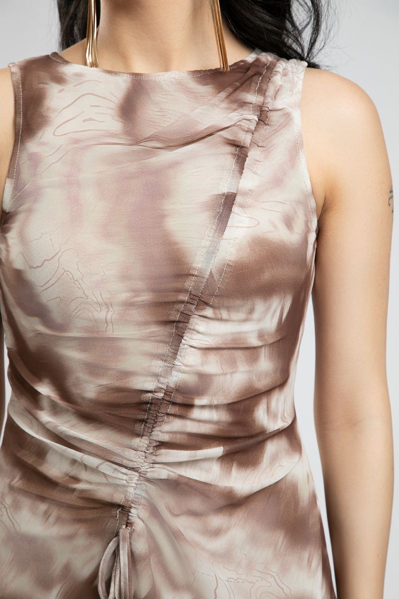 Sleeveless Maxi Dress with Contrast Print