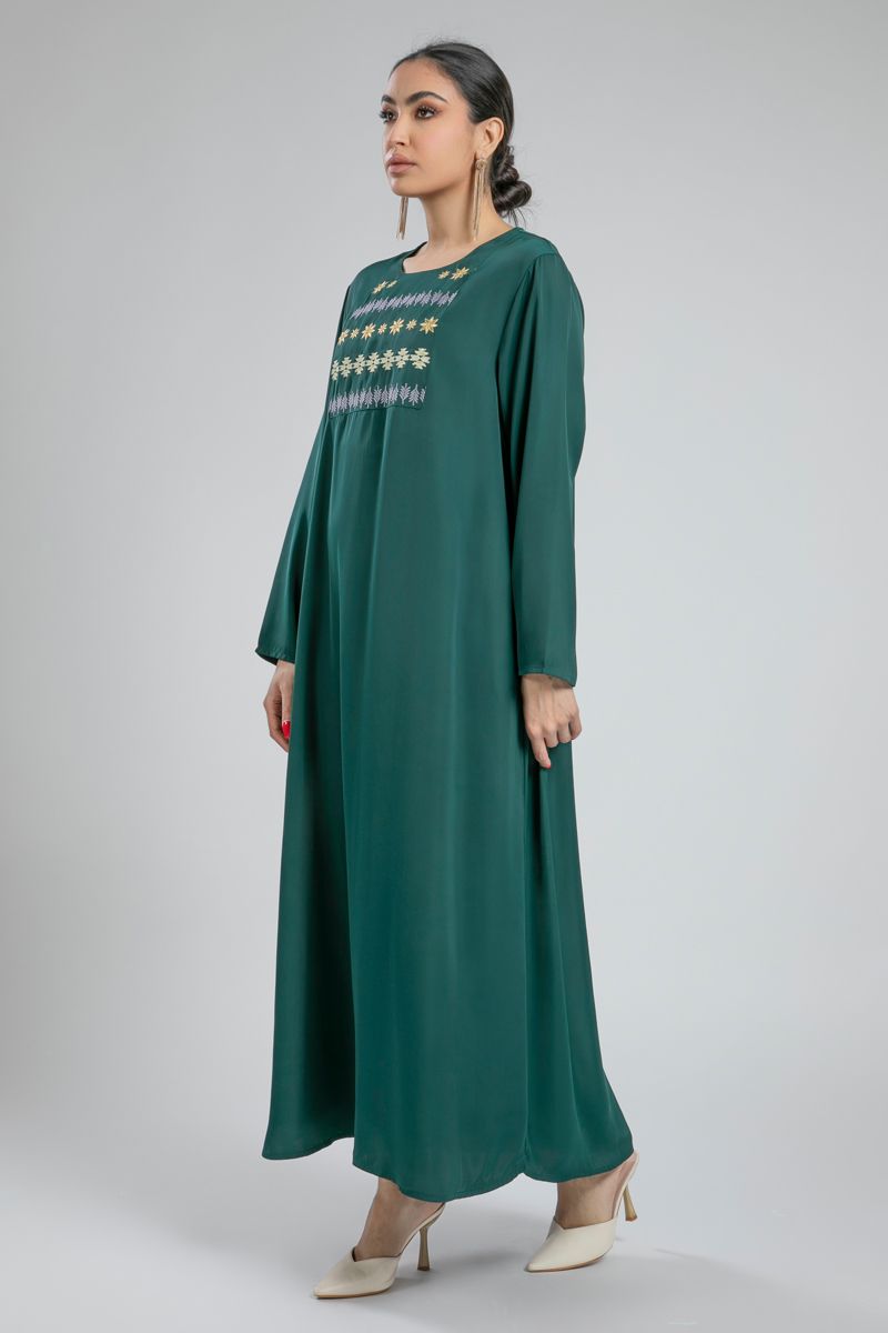 Embroidered Front Maxi Dress