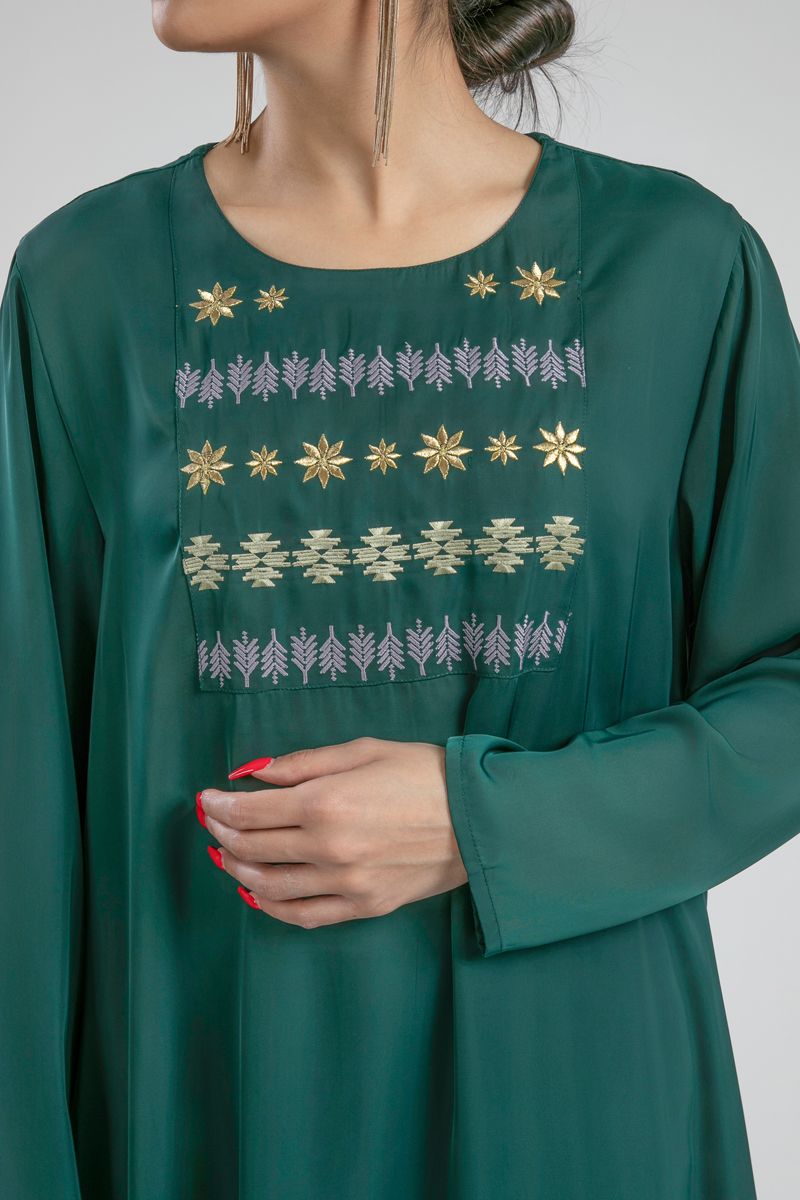 Embroidered Front Maxi Dress