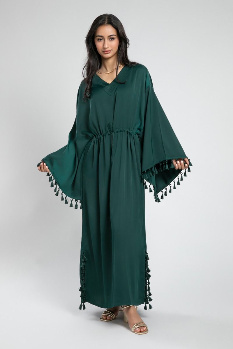 Evening Kaftan Dress with Tassel Details