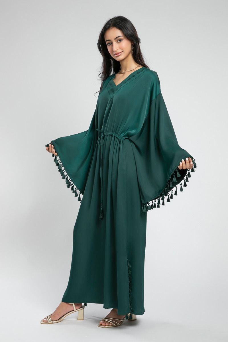 Evening Kaftan Dress with Tassel Details