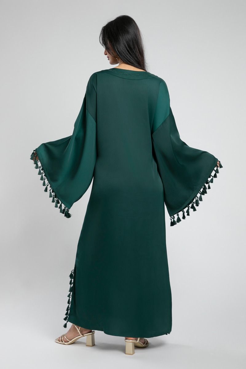 Evening Kaftan Dress with Tassel Details