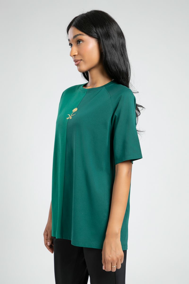 Contrast Style Tshirt with KSA Spirit Print