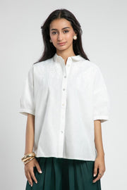 Relaxed Fit Embroidered Button Down Shirt