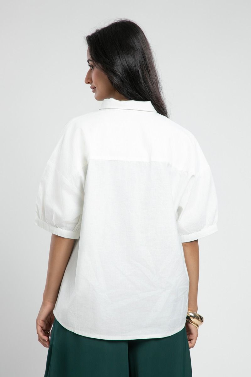 Relaxed Fit Embroidered Button Down Shirt