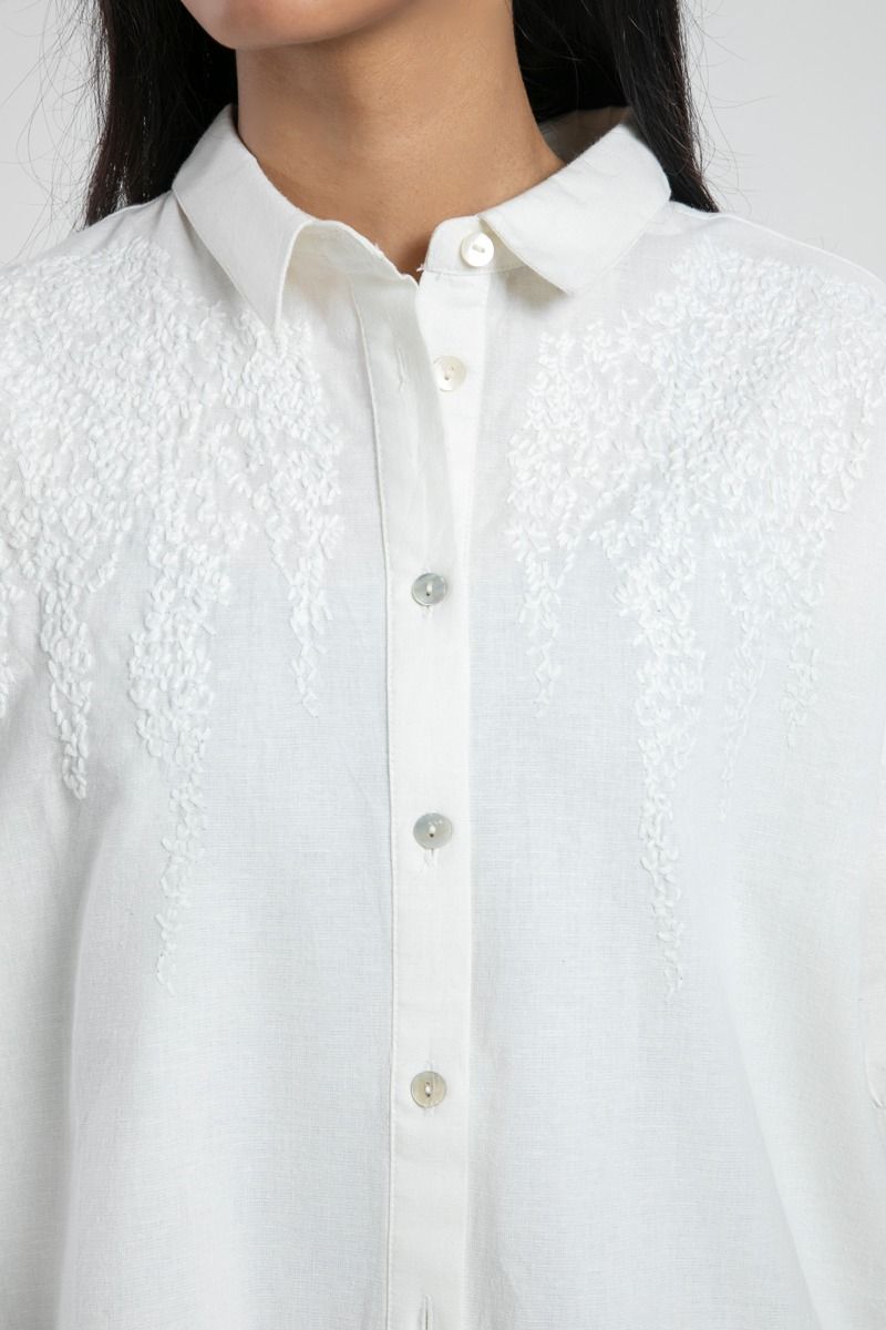Relaxed Fit Embroidered Button Down Shirt