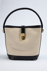 Women's Elegant Handbag - Knitted Fabric with Synthetic Leather Details