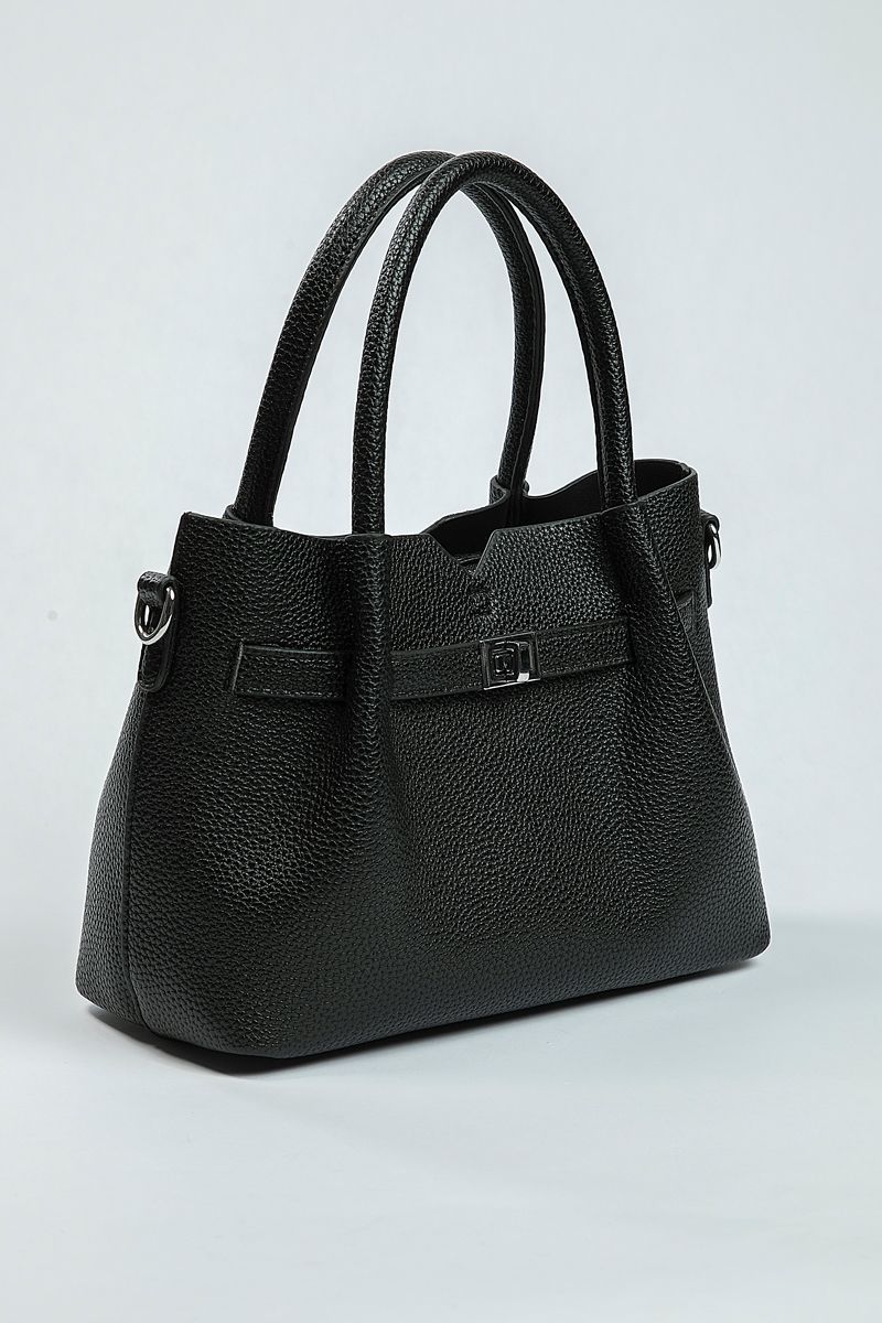 Handbag with Textured Finish and Pouch