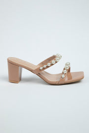 Women's Open Sandals - Straps with Pearly Bead Details
