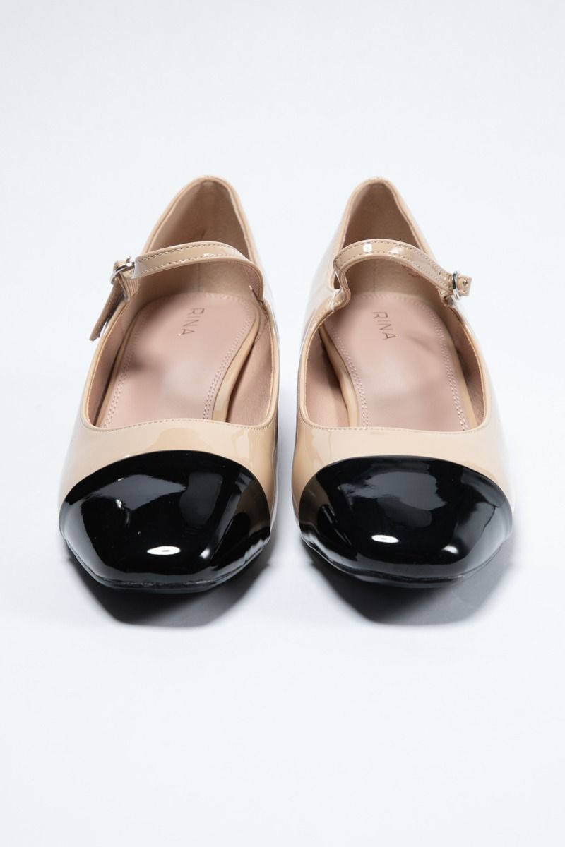 Women's Heeled Shoes - Classic Contrast Elegance