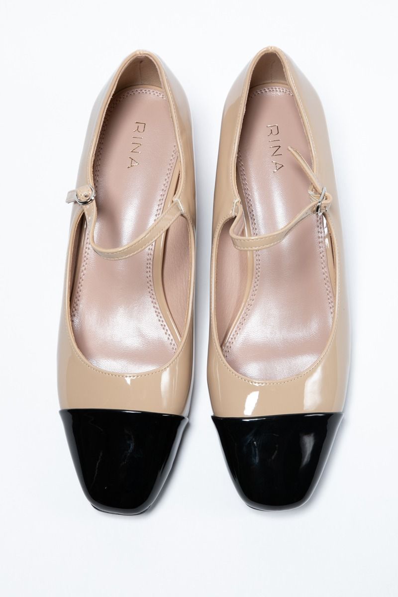 Women's Heeled Shoes - Classic Contrast Elegance