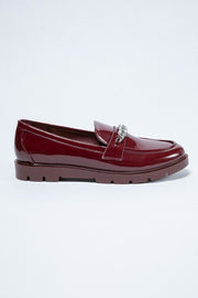 Glossy Chunky Flat Loafers - Studded Edge