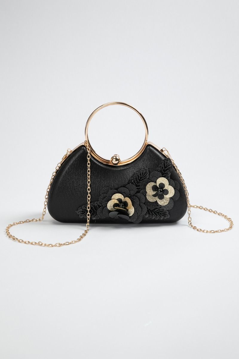 Women's Feminine Evening Bag with Embroidery & Sequins