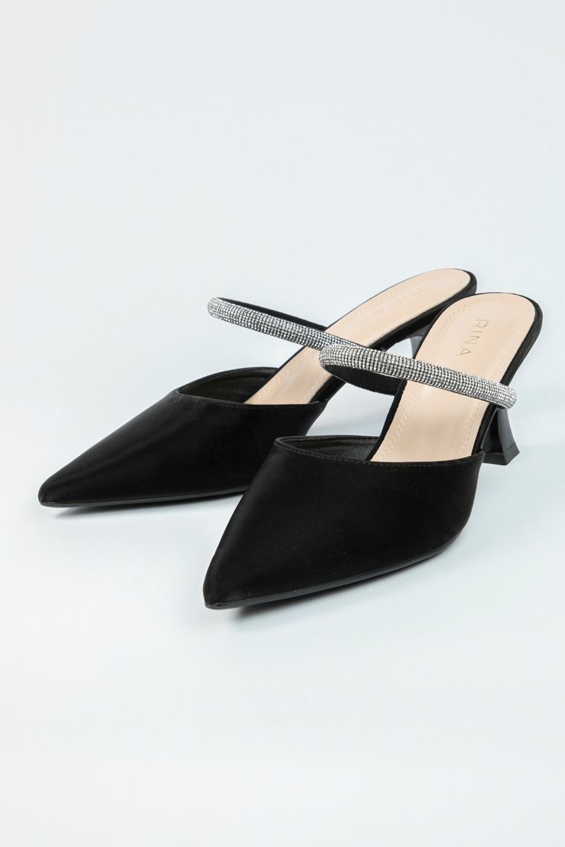 Chic Rhinestone Heeled Sandals - Sleek & Sparkling