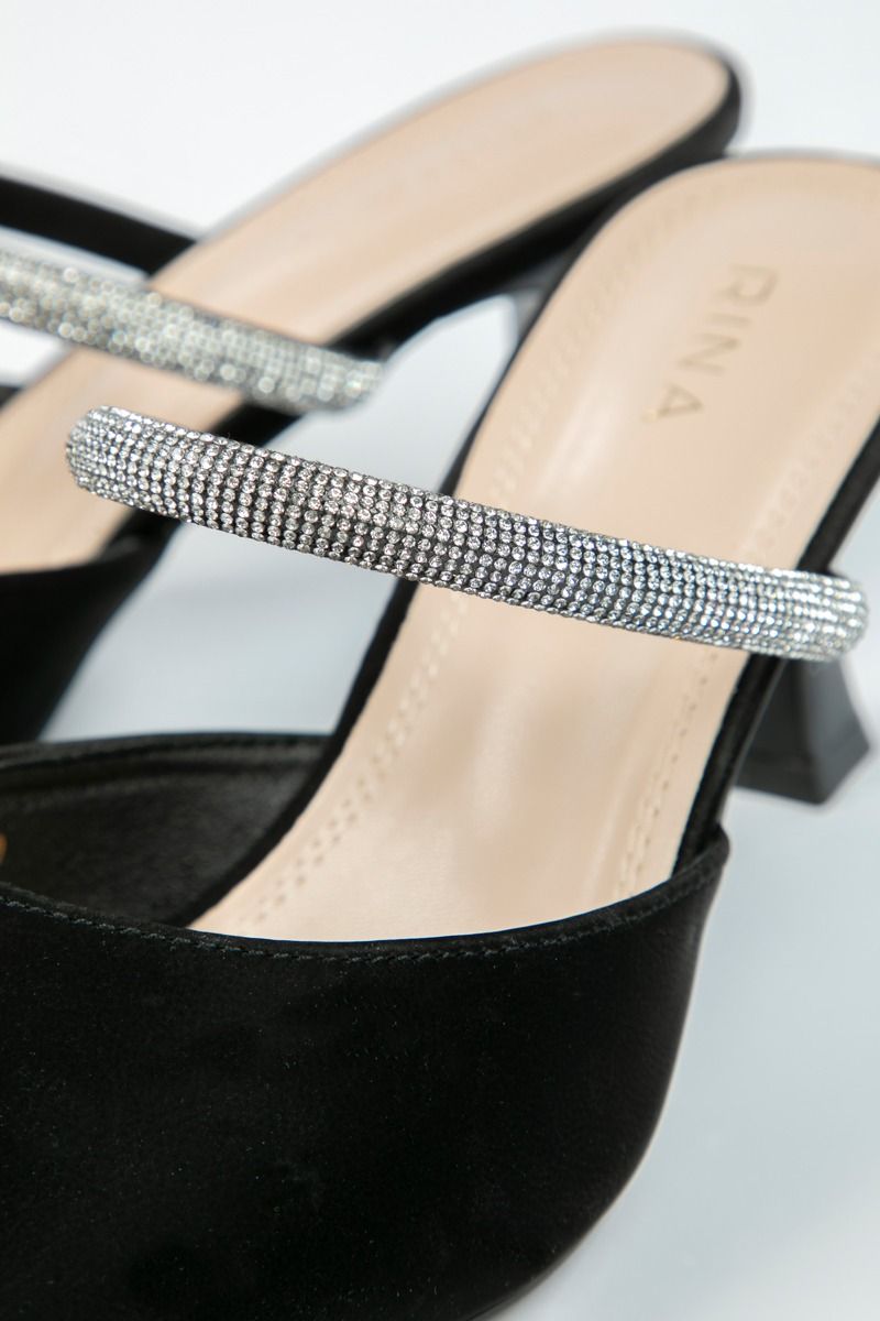 Chic Rhinestone Heeled Sandals - Sleek & Sparkling