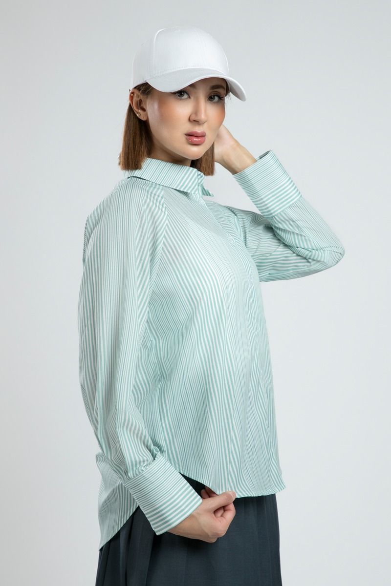 قميص نسائي صيفي مخطط بأكمام طويلة