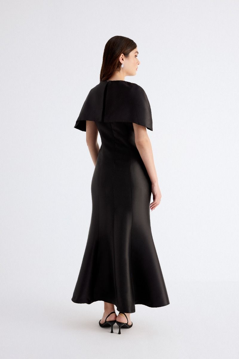 Statement Satin Evening Dress with Rhinestones