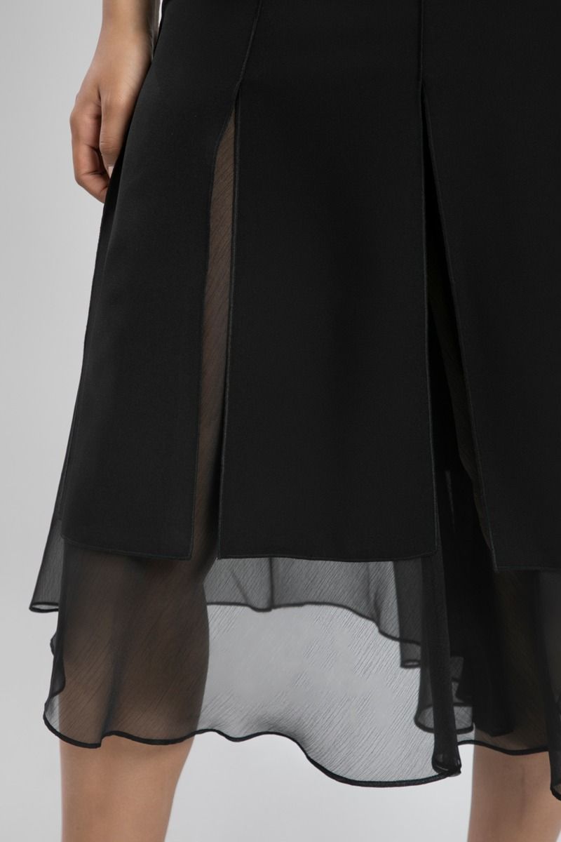 Layered Midi Skirt with Sheer Hem Detail