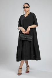 Black Tiered Midi Dress