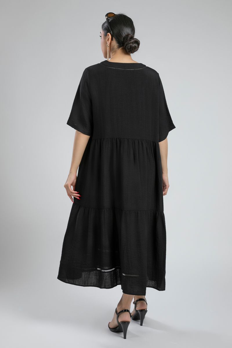 Black Tiered Midi Dress