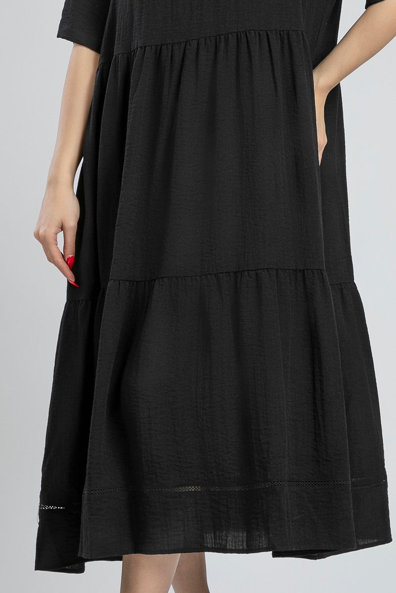 Black Tiered Midi Dress