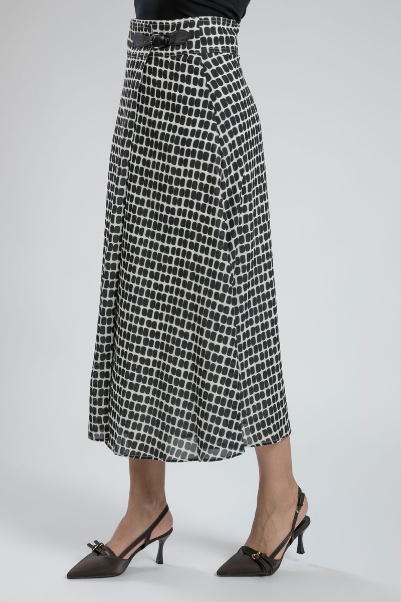 Geometric Print Midi Skirt with Belt