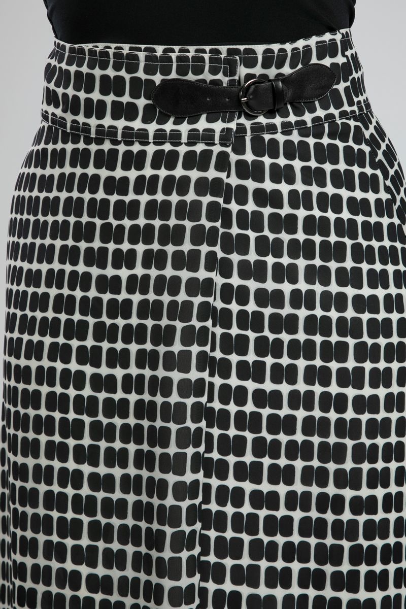 Geometric Print Midi Skirt with Belt