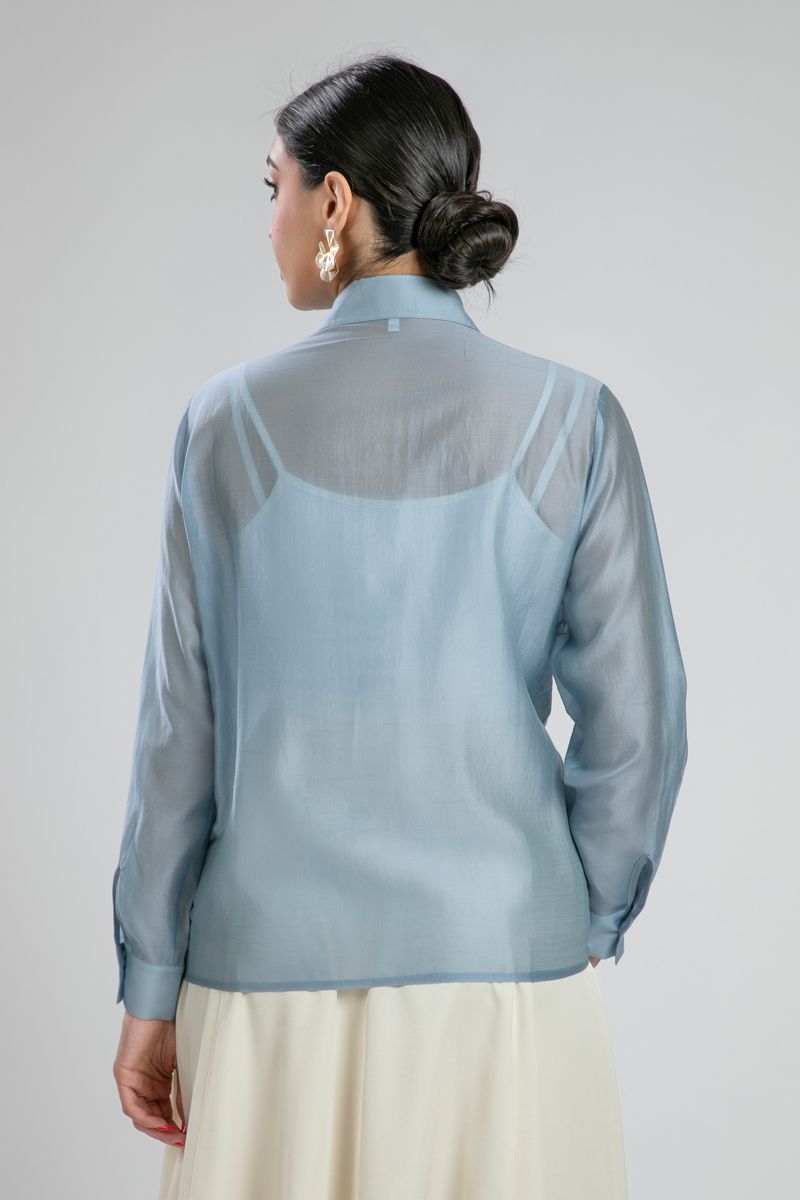 Sheer Draped Knot Shirt