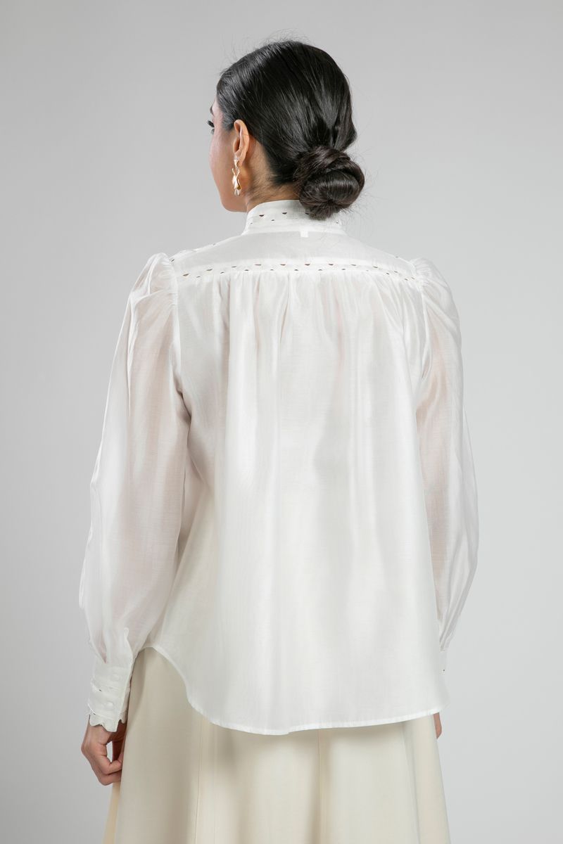 Scallop Trim Button Down Shirt