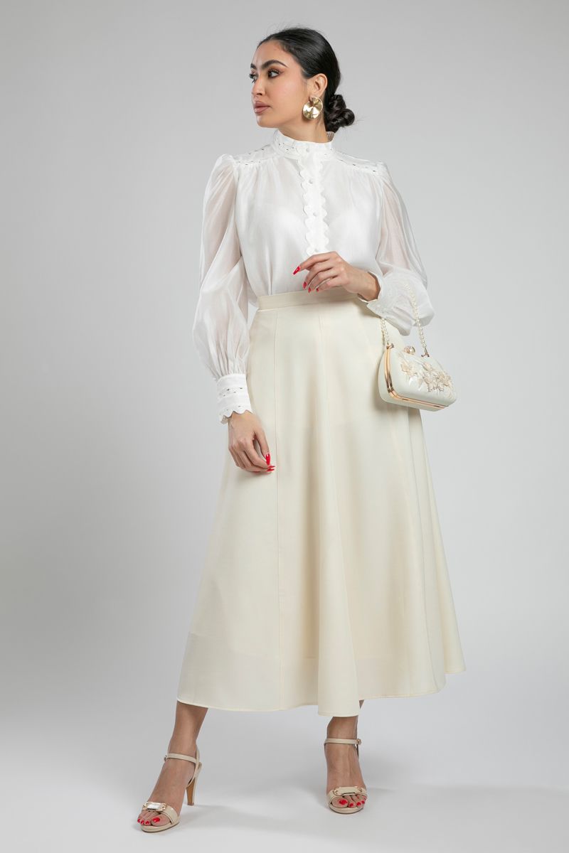 Scallop Trim Button Down Shirt