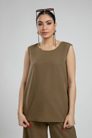 Sleeveless Top with Back Zipper