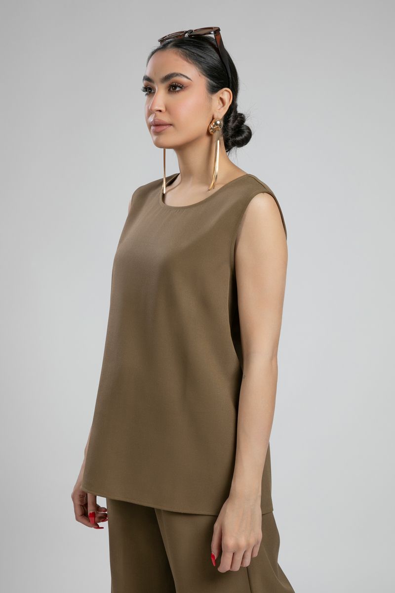 Sleeveless Top with Back Zipper