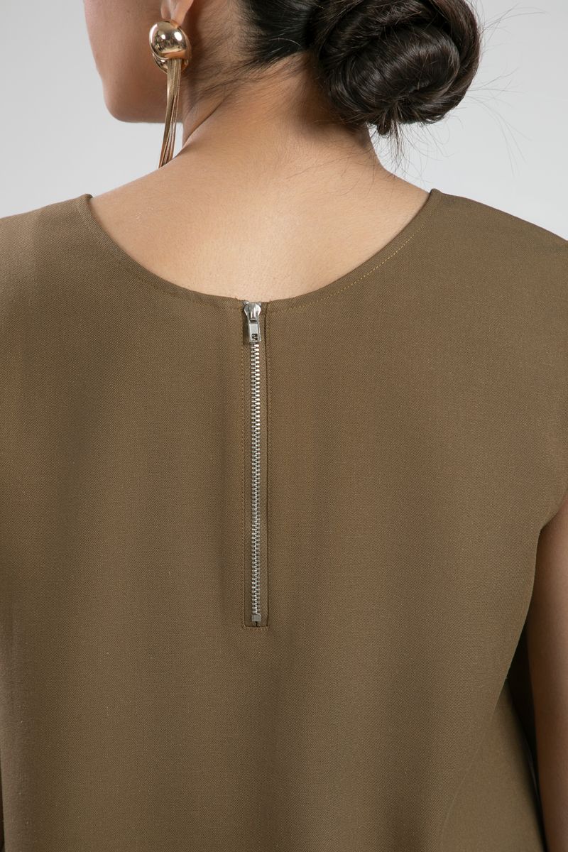 Sleeveless Top with Back Zipper