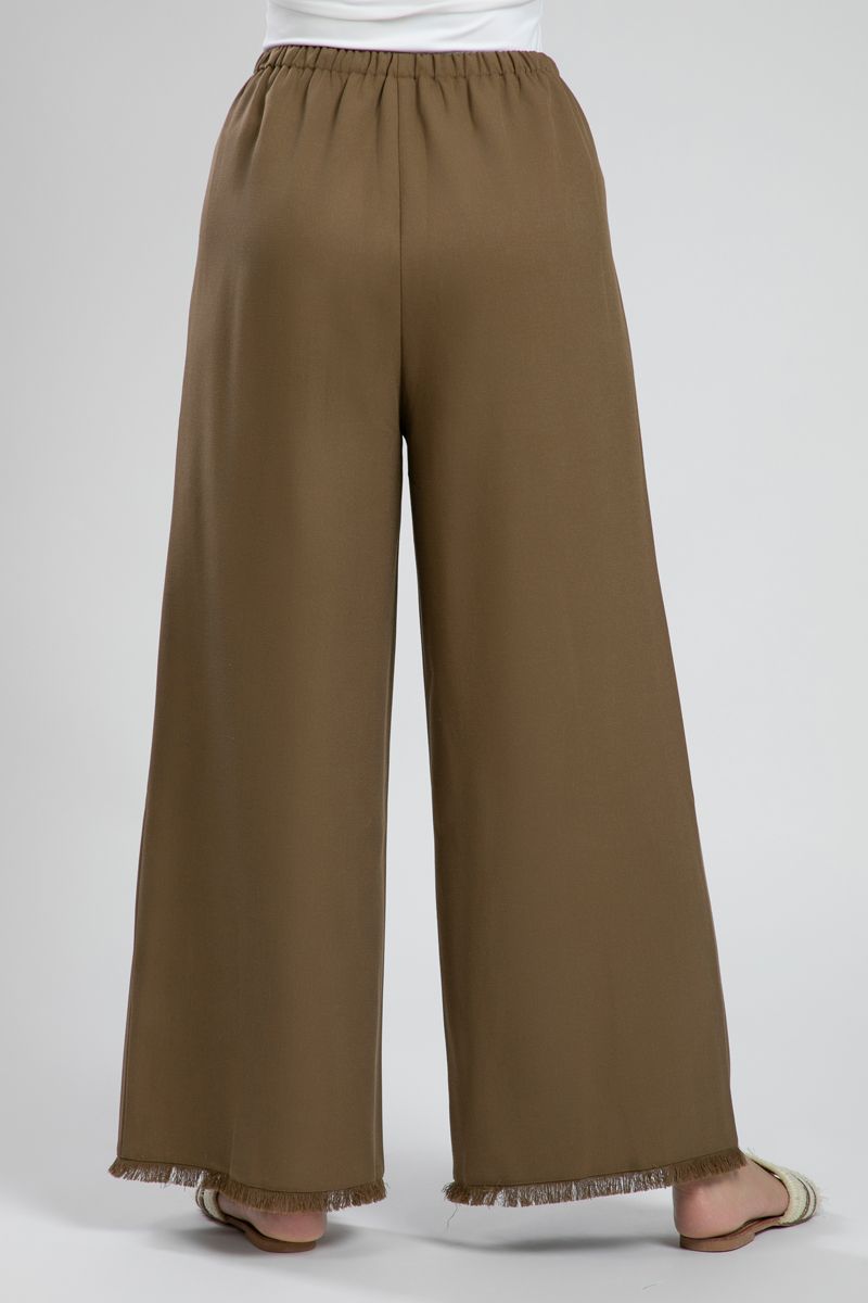 Wide Leg Pants with Frayed Hem