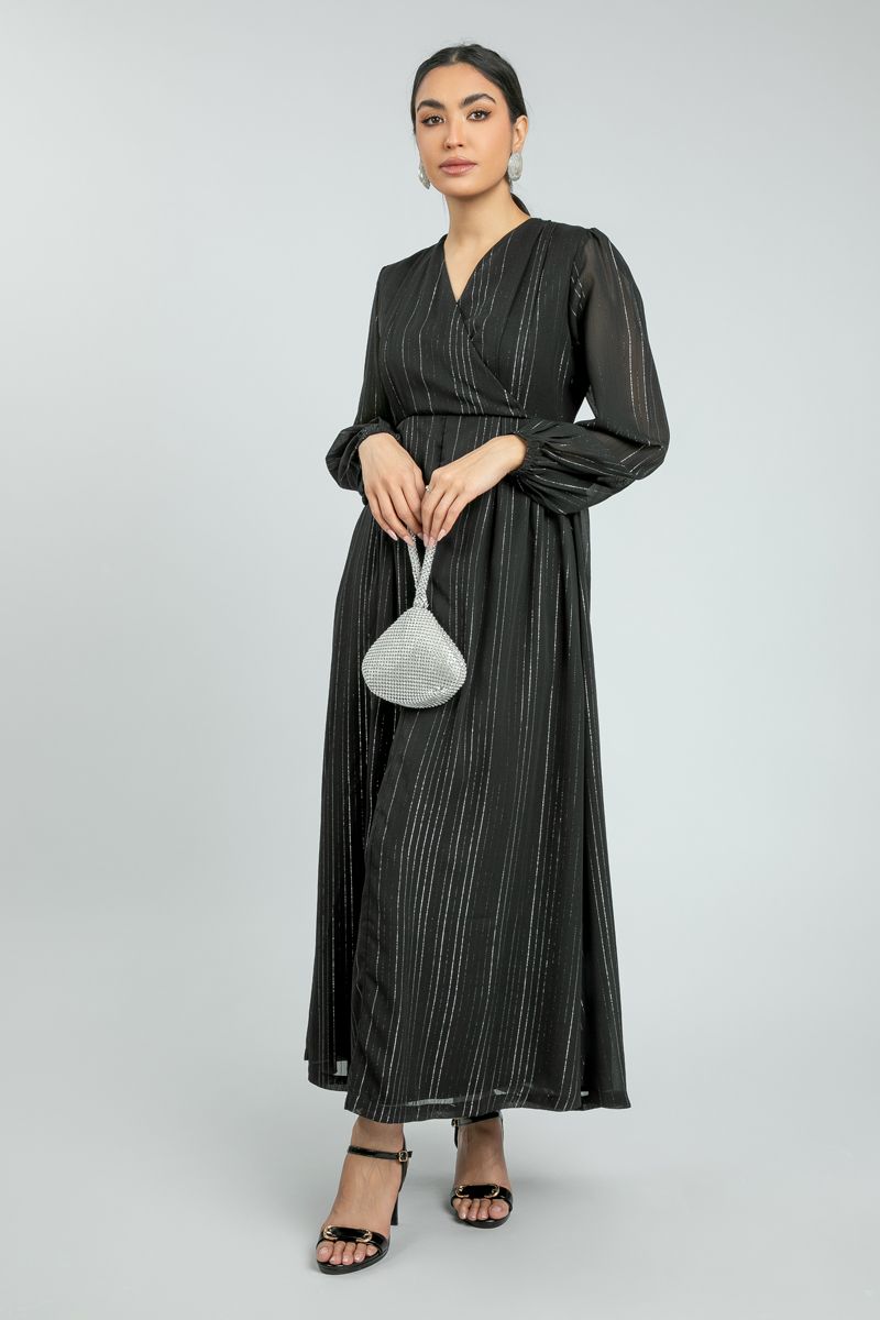 فستان نسائي ماكسي أنيق بخيوط معدنية