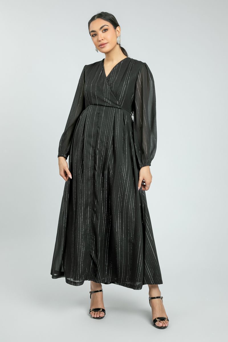 فستان نسائي ماكسي أنيق بخيوط معدنية