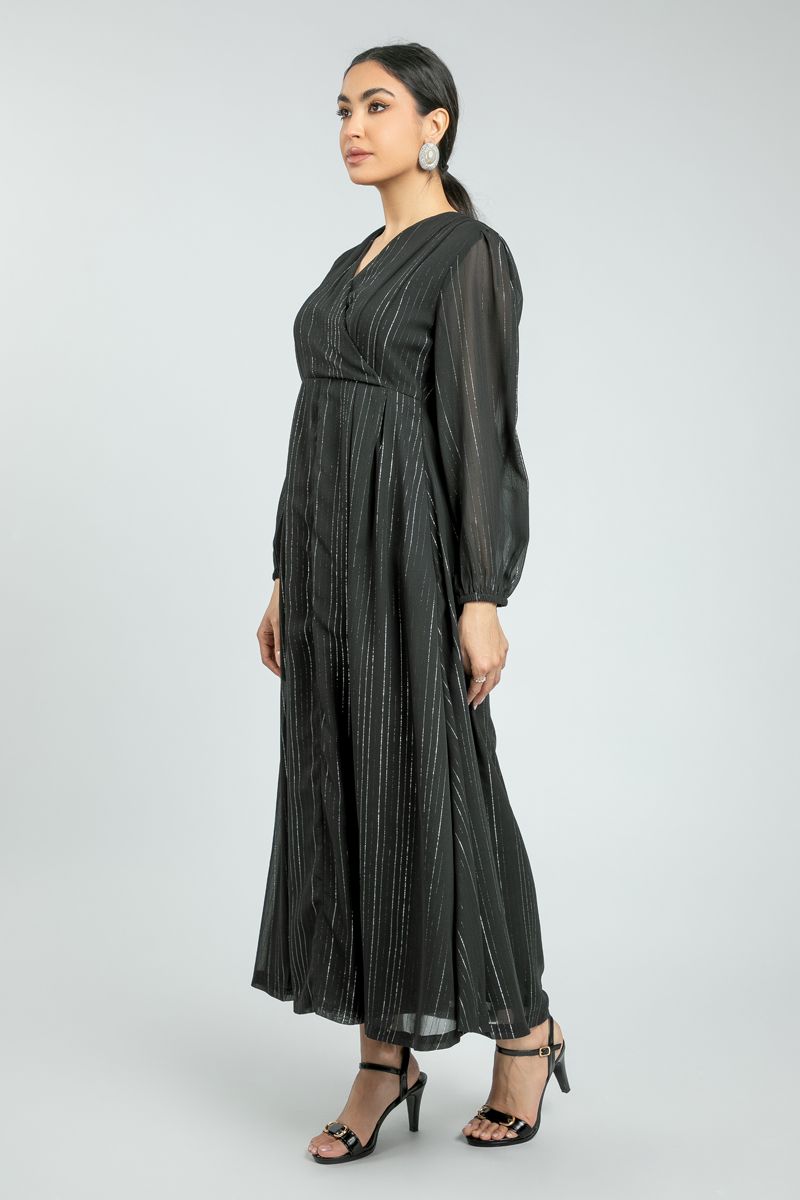 فستان نسائي ماكسي أنيق بخيوط معدنية