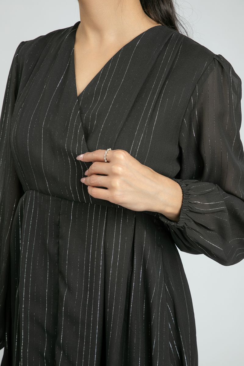 فستان نسائي ماكسي أنيق بخيوط معدنية