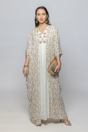 فستان ماكسي نسائي بأكمام ثلاثة أرباع واسعة