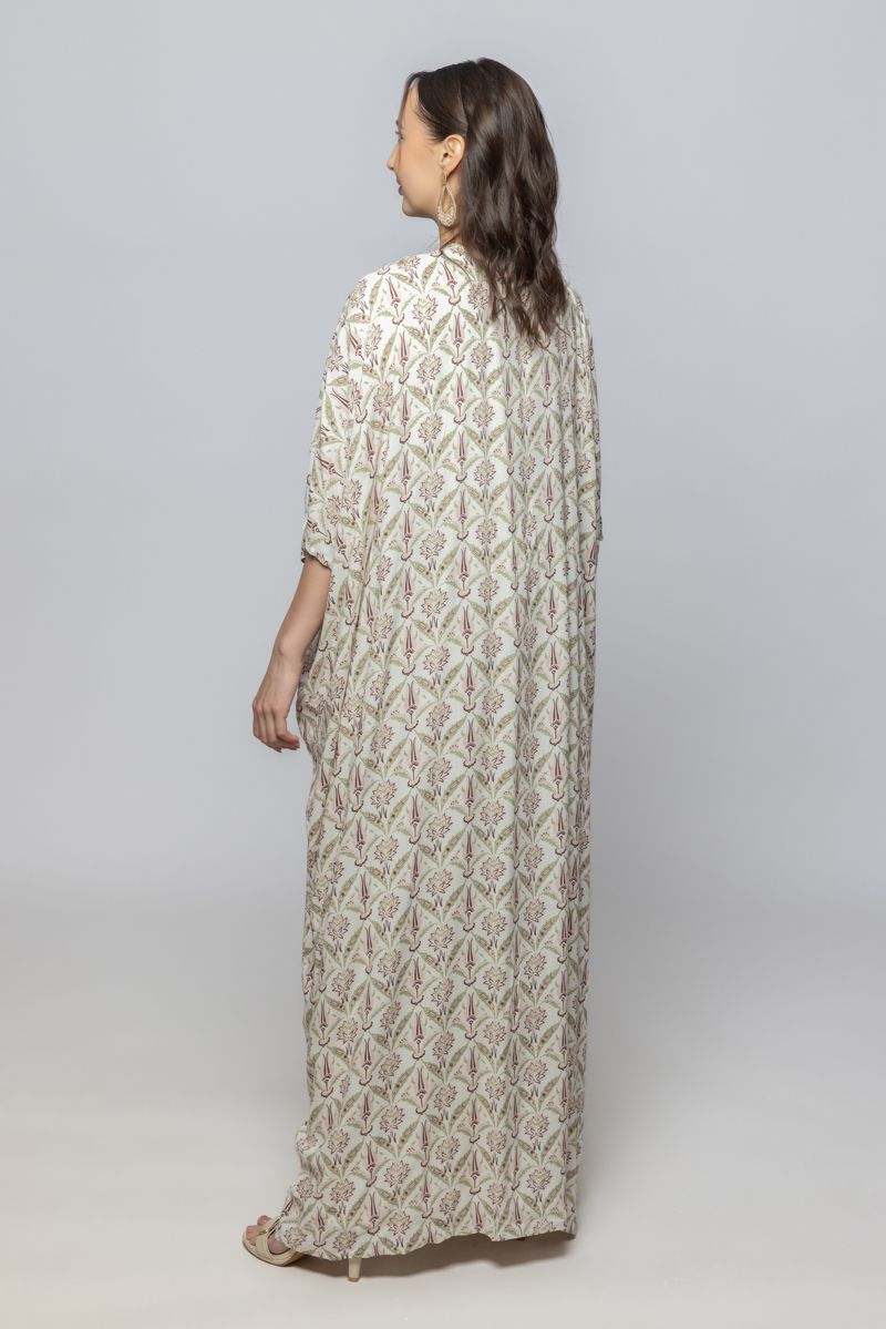 فستان ماكسي نسائي بأكمام ثلاثة أرباع واسعة